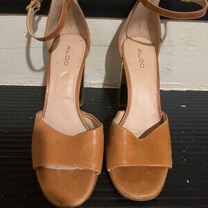 Gold ankle strap heels